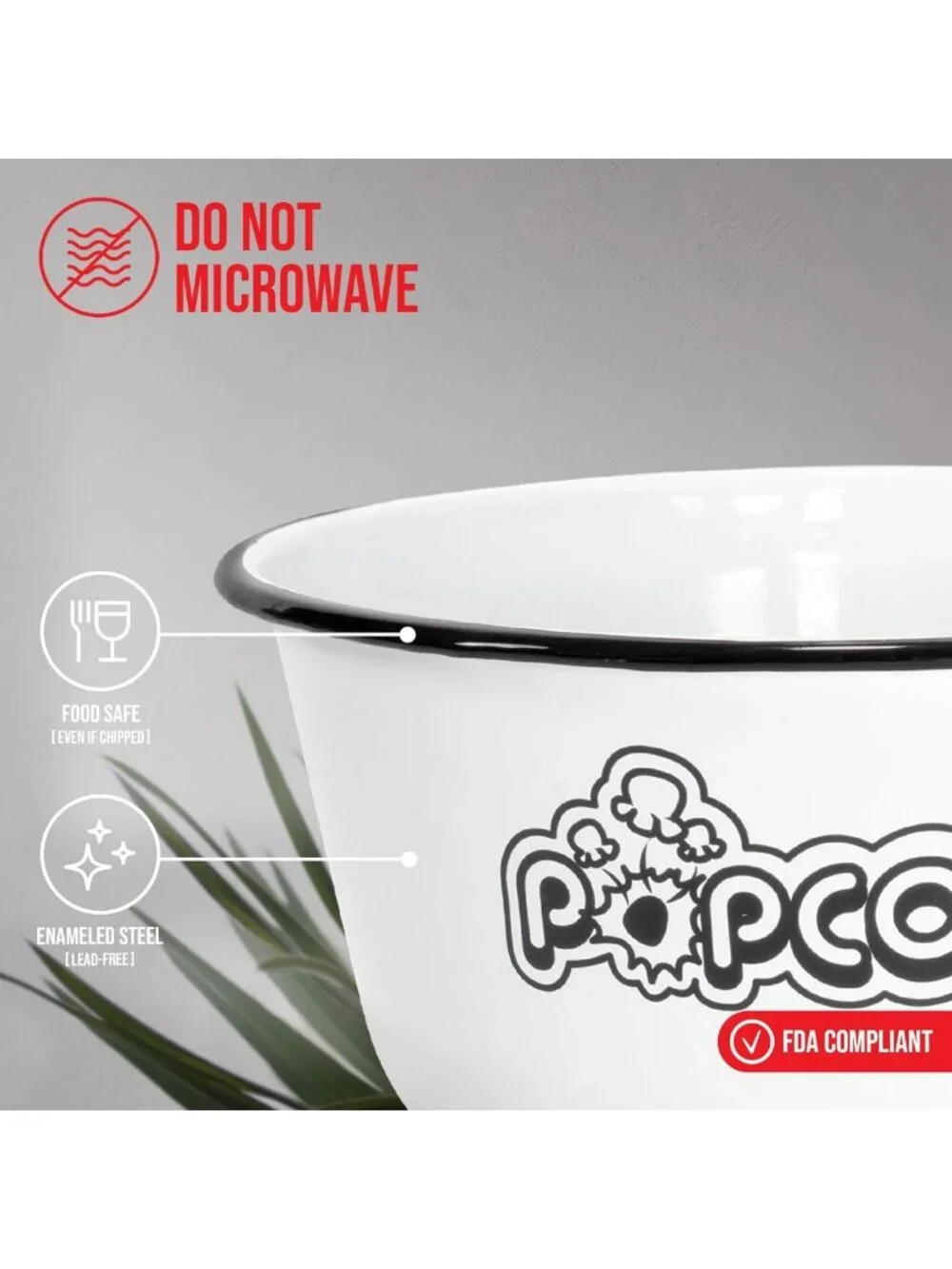 Set of 5 White Enamel Popcorn Bowls - Classic 4 Quart & 1.2 Quart, Assorted